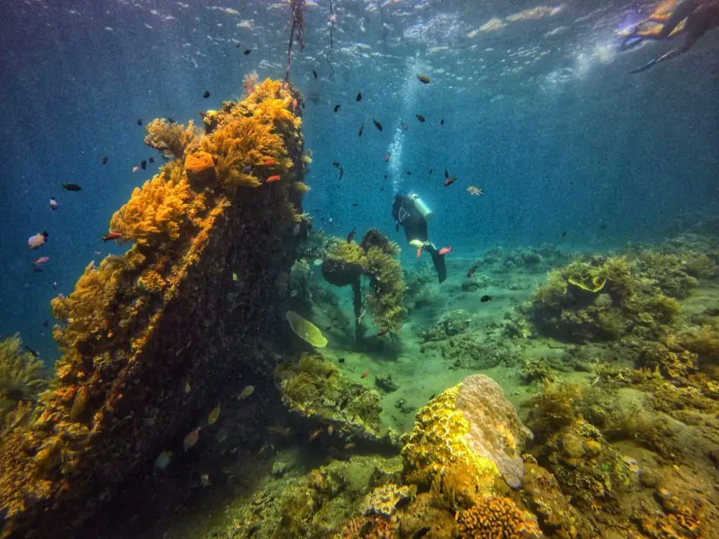 Japanese shipwreck dive site in Amed